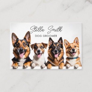 Elegant simple script Dog Grooming & Pet Sitting  Business Card