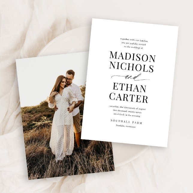 Elegant Simple Script Photo Budget Wedding Invitation (Creator Uploaded)