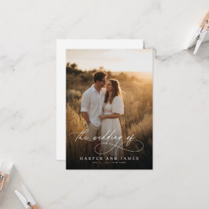 Elegant Simple Script QR Code Photo Budget Wedding Invitation