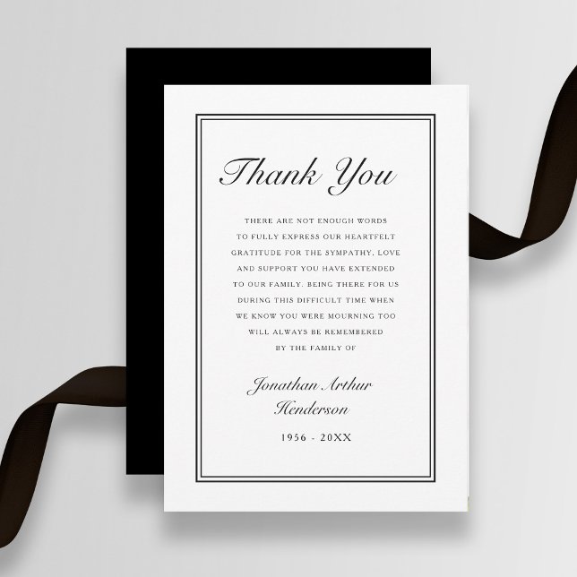 Elegant Simple Script Sympathy Funeral Thank You Card (Elegant Simple Script Sympathy Funeral Thank You Card)