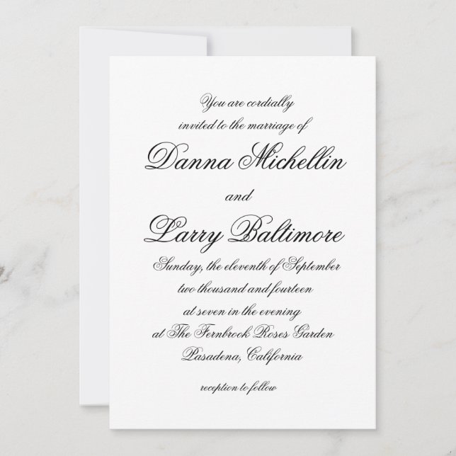 Elegant Simple Script Type Wedding Invitation (Front)