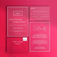 Elegant Simple Script Viva Magenta Wedding Details