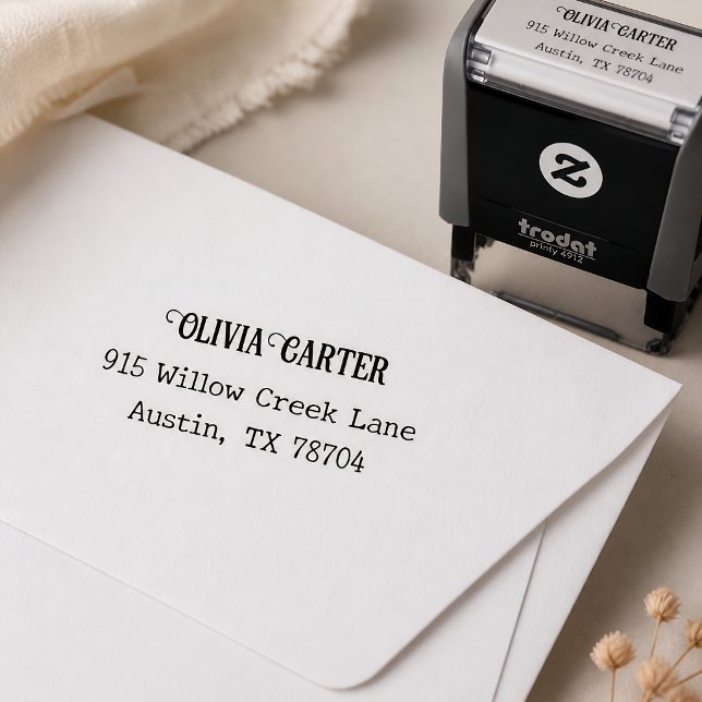 Elegant  Simple Script Wedding Return Addres Self-inking Stamp (Creator Uploaded)