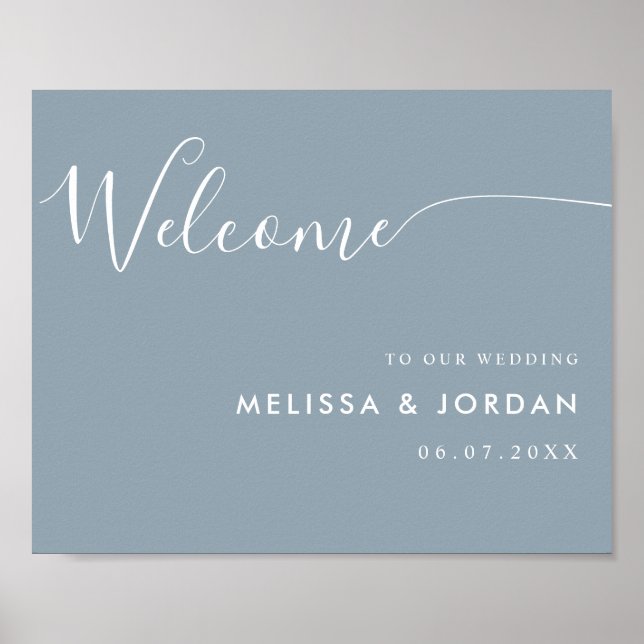 Elegant Simple Script Wedding Welcome Sign (Front)