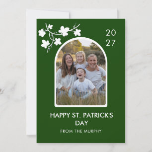 Elegant Simple Shamrock Photo St. Patrick's Day Holiday Card