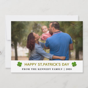 Elegant Simple Shamrock Photo St. Patrick's Day Holiday Card