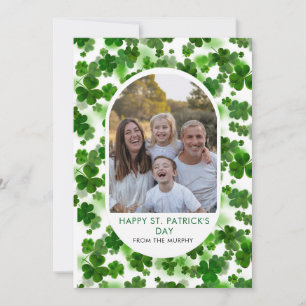 Elegant Simple Shamrock Photo St. Patrick's Day Holiday Card