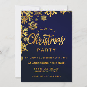 Elegant Simple Snowflake Gold Arch Christmas Party Invitation