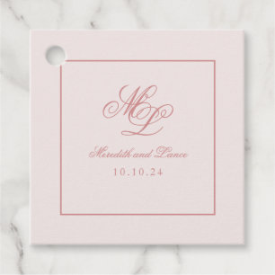 Elegant Simple Square Pink Monogram Tag