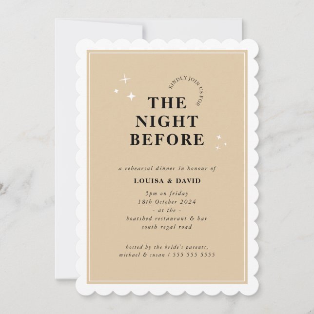 ELEGANT simple stars rehearsal dinner champagne Invitation (Front)