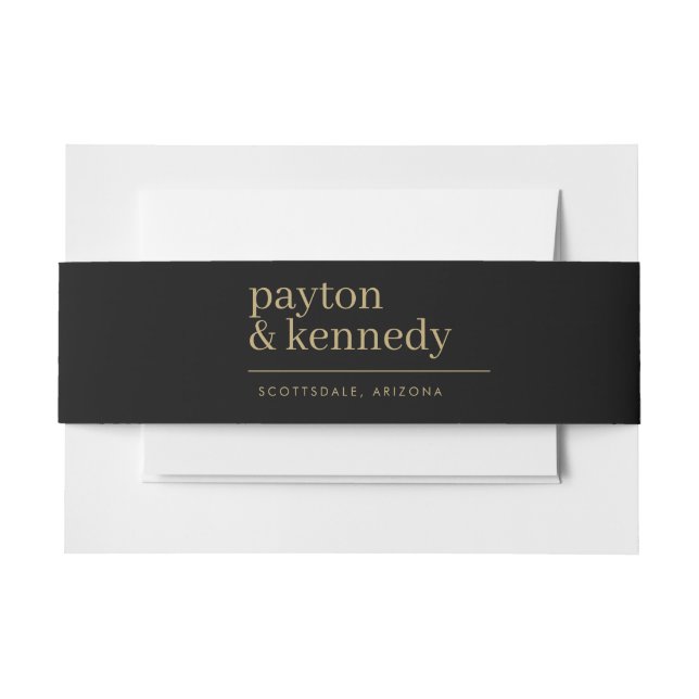 Elegant Simple Stylish Wedding Website RSVP Chic Invitation Belly Band (Front Example)