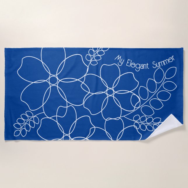 Elegant simple summer flowers pattern beach towel (Front)