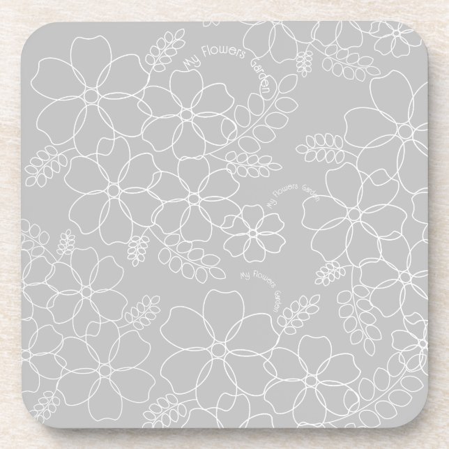 Elegant simple summer flowers pattern coaster (Front)