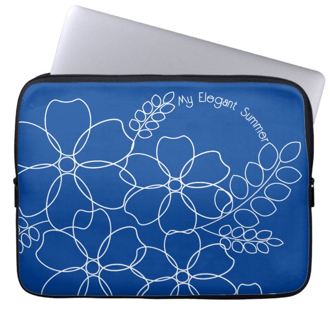 Elegant simple summer flowers pattern laptop sleeve (Front)