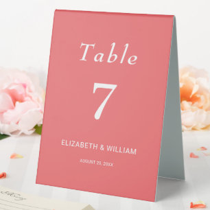 Elegant Simple Sunset Coral with Monogram Wedding