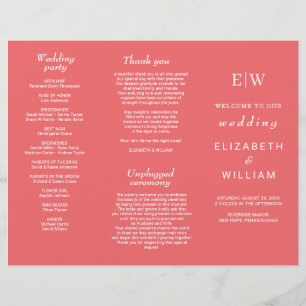 Elegant Simple Sunset Coral with Monogram Wedding Flyer