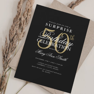 Elegant Simple SURPRISE 50th Birthday Gold  Invitation