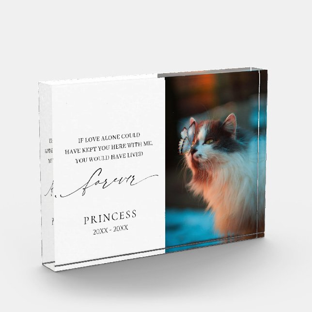 Elegant Simple Sympathy Bereavement Pet Memorial Photo Block (Left)