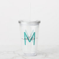Elegant Simple Teal Green Black Monogram