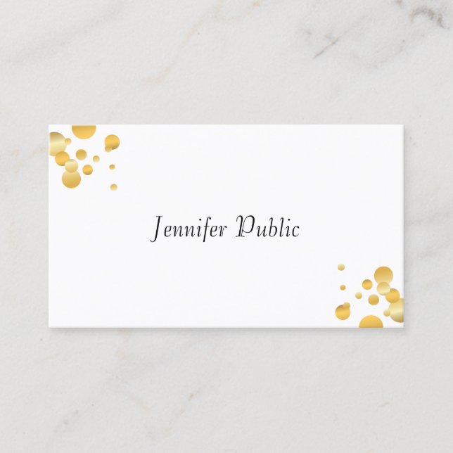 Elegant Simple Template Gold Confetti Modern Business Card (Front)