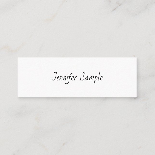 Elegant Simple Template Hand Script Text Modern Mini Business Card (Front)