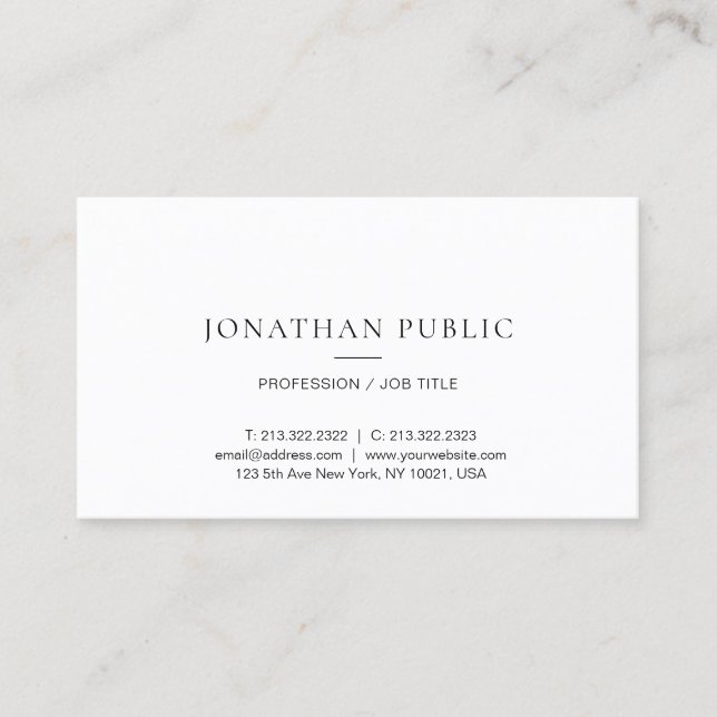 Elegant Simple Template Modern Minimalist Design Business Card (Front)