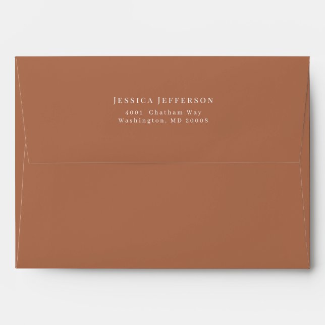 Elegant Simple Terracotta Wedding Invitation Envelope (Back (Top Flap))