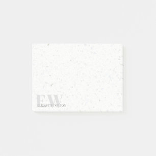 Elegant Simple Terrazzo Stone Grey Name Monogram Post-it Notes