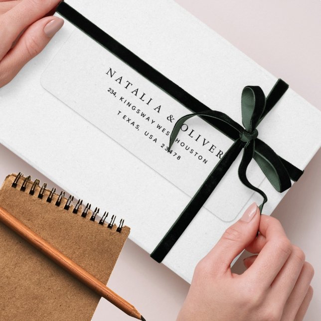 Elegant simple text Black and white return address Label (Creator Uploaded)