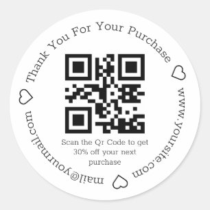 elegant simple  thank you business qr code  classic round sticker