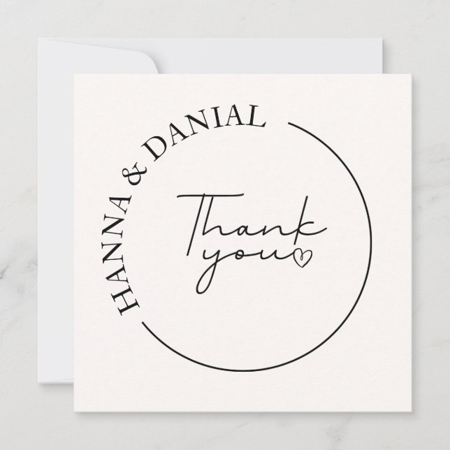 Elegant Simple Thank You Wedding Favour  Invitation (Front)