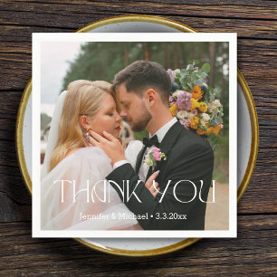 elegant simple thank you wedding photo napkin