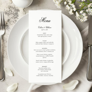 Elegant Simple Traditional Script Wedding Menu