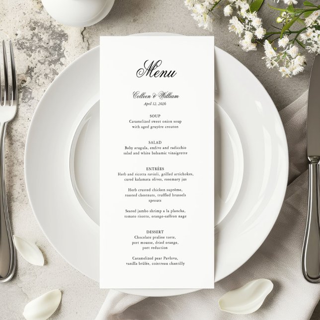 Elegant Simple Traditional Script Wedding Menu (Creator Uploaded)