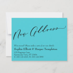 Elegant, Simple Turquoise New Address Announcement