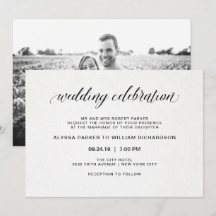 Elegant Simple Typography   Photo on Back Wedding Invitation