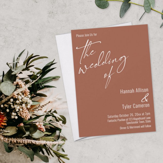Elegant Simple Typography Terracotta Wedding Invitation (Creator Uploaded)