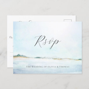 Elegant Simple Watercolor Beach Wedding Meal RSVP Invitation Postcard