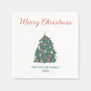 Elegant Simple Watercolor Christmas Tree Ornaments Napkin