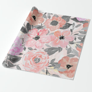 Elegant simple watercolor floral wrapping paper