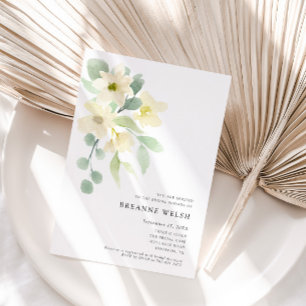 Elegant Simple Watercolor Greenery Bridal Shower Invitation