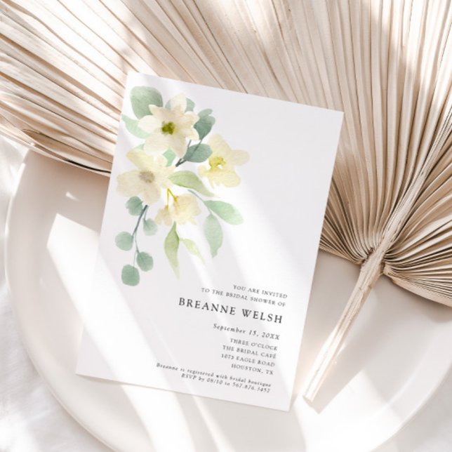 Elegant Simple Watercolor Greenery Bridal Shower Invitation (Creator Uploaded)