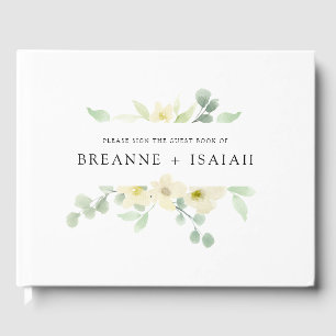 Elegant Simple Watercolor Greenery Guest Book