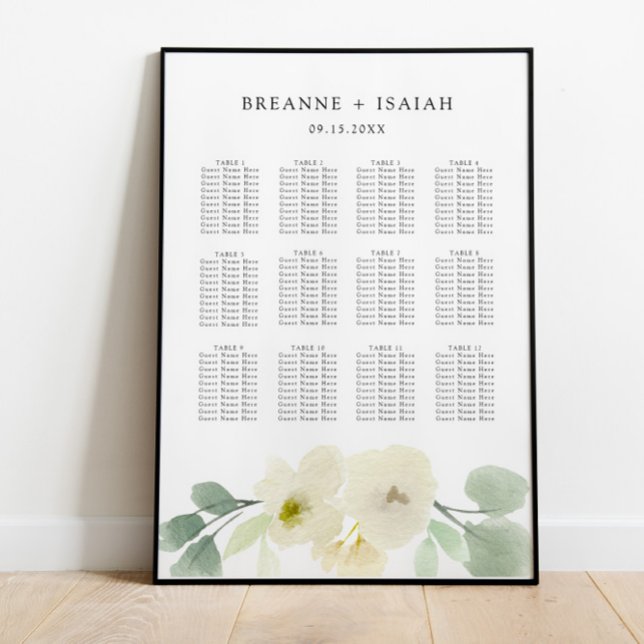 Elegant Simple Watercolor Seating Chart Poster (Creator Uploaded)