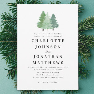 Elegant Simple Watercolor Woodland Wedding Invitation