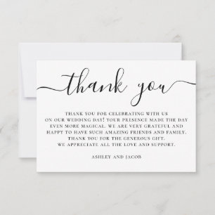 Elegant Simple Wedding Calligraphy Minimalist Thank You Card
