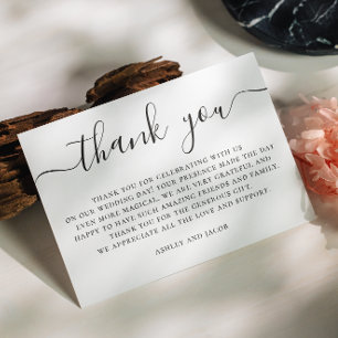 Elegant Simple Wedding   Calligraphy Minimalist Thank You Card