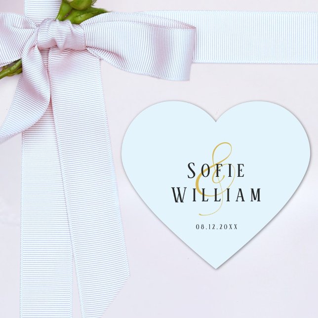 Elegant Simple Wedding Names Date Blue Sticker (Creator Uploaded)