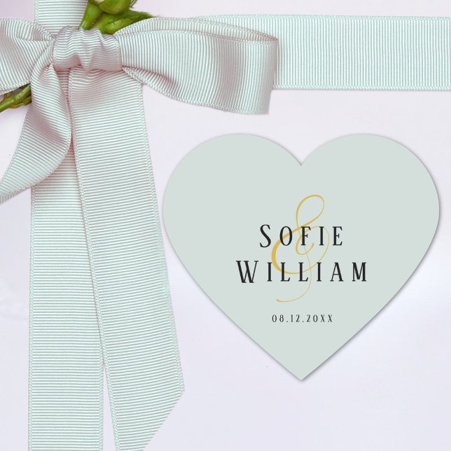 Elegant Simple Wedding Names Date green Sticker (Creator Uploaded)