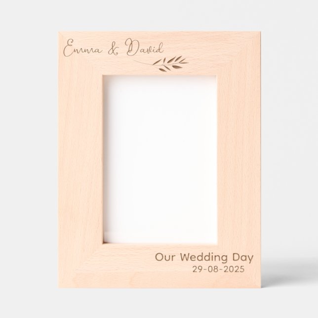 Elegant Simple Wedding Newlywed Couple  Etched Frames (Front)